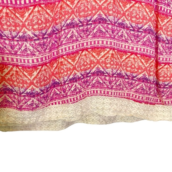 EYESHADOW Women plus sz 2X pink purple pattern lightweight tank crisscross back - Picture 3 of 5